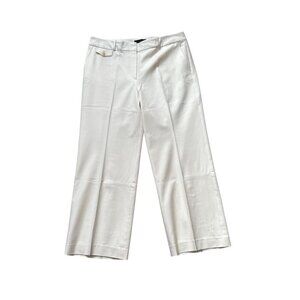 Talbots Womens Heritage Cropped Pants 16P Ivory Polyester Blend Mid-Rise